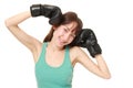 Female boxer smiles Royalty Free Stock Photo