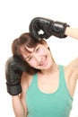 Female boxer smiles Royalty Free Stock Photo