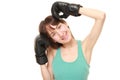 Female boxer smiles Royalty Free Stock Photo