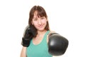 Female boxer throwing a left jab