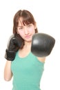 Female boxer throwing a left jab