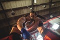 Female boxers fighting in boxing ring Royalty Free Stock Photo