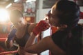 Female boxers fighting in boxing ring Royalty Free Stock Photo