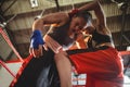 Female boxers fighting in boxing ring Royalty Free Stock Photo