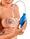 Female breast feeding with breastpump Royalty Free Stock Photo