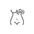 Female breast pain line icon