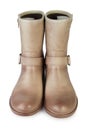 Female brown demi boots. Front view