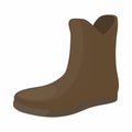 Female brown fashion boots icon, cartoon style