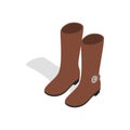 Female brown fashion boots icon isometric 3d style