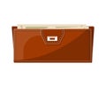 Female brown leather clutch isolated icon