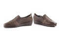 Female brown leather shoe Royalty Free Stock Photo