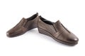 Female brown leather shoe, footwear Royalty Free Stock Photo