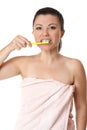 Female brushing her teeth