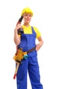 Female builder with driller Royalty Free Stock Photo