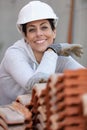 female builder at work on site Royalty Free Stock Photo