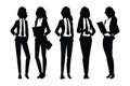 Female businessman full body silhouette vector standing. Female accountants and businessmen with anonymous faces on a white