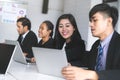 Female businesswoman inside meeting in conference room at company