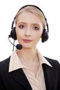 Female call center employee with headset Royalty Free Stock Photo