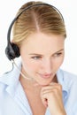 Female Call center operator smiling Royalty Free Stock Photo