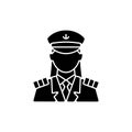 Female captain black glyph icon Royalty Free Stock Photo