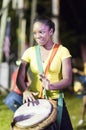Female caribbean drummer Royalty Free Stock Photo