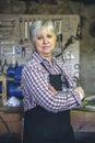 Female carpenter in his workshop Royalty Free Stock Photo