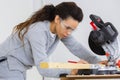 Female carpenter at work