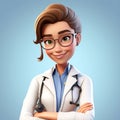 Female Cartoonish Doctor in 3D Render: Blending Whimsy with Medical Diligence. Generative AI