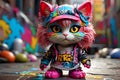 female cat Cute monster graffiti Graffiti colorful hip hop