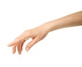 Female caucasian hand gesture isolated