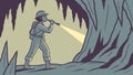 Female Cave Explorer with Flashlight Vector Art, vector design Generative AI Royalty Free Stock Photo