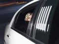 Female Celebrity Inside The Limo Car Royalty Free Stock Photo