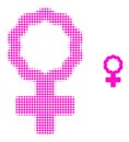 Female Cell Symbol Halftone Dot Icon
