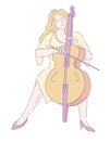 Female cellist in dress classic music performance Royalty Free Stock Photo