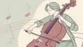 Female Cellist Playing, Classical Music Expression, vector design Generative AI Royalty Free Stock Photo