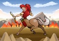 Female centaur archer on nature background