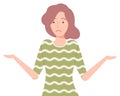 Confused Woman Gesturing, Female Character Vector