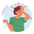 Female Character with Headache, Common Symptom Of Diabetes, Often Caused By Fluctuations In Blood Sugar Levels