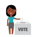 Female Character Putting Vote In Ballot Box