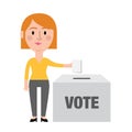 Female Character Putting Vote In Ballot Box