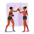 Female Character Receiving Personalized Guidance And Support From Personal Coach During Boxing Training