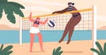 Female Characters Play Beach Volleyball On Sandy Shores, Teams Of Two Players Aim To Score Points By Hitting A Ball