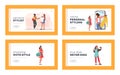 Female Characters Use Personal Fashion Stylist Online Service Landing Page Template Set. Consultant on Huge Phone Screen