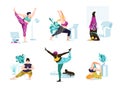 Female Characters Yoga Class and Sport Royalty Free Stock Photo
