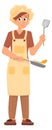 Female chef character in cook hat. Professional kitchen worker Royalty Free Stock Photo