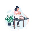 Female pastry chef flat color vector faceless character