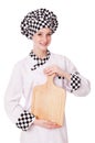 Female chef isolated on the white Royalty Free Stock Photo