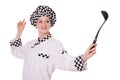 Female chef isolated on the white Royalty Free Stock Photo