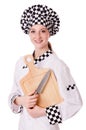 Female chef isolated on the white Royalty Free Stock Photo