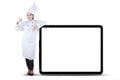 Female Chef Leaning on The Empty Board